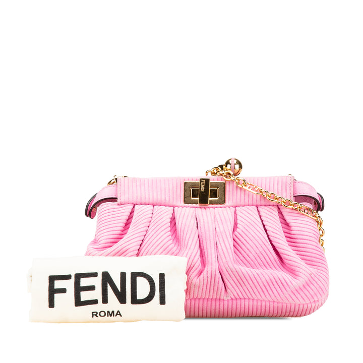 Small Embossed Suede Peekaboo Click Clutch on Chain Pink - Gaby Paris