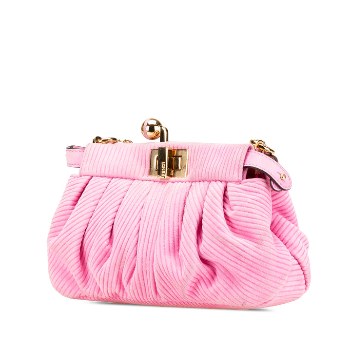 Small Embossed Suede Peekaboo Click Clutch on Chain Pink - Gaby Paris