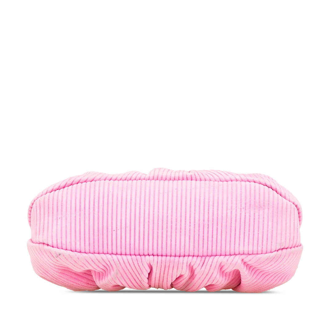 Small Embossed Suede Peekaboo Click Clutch on Chain Pink - Gaby Paris