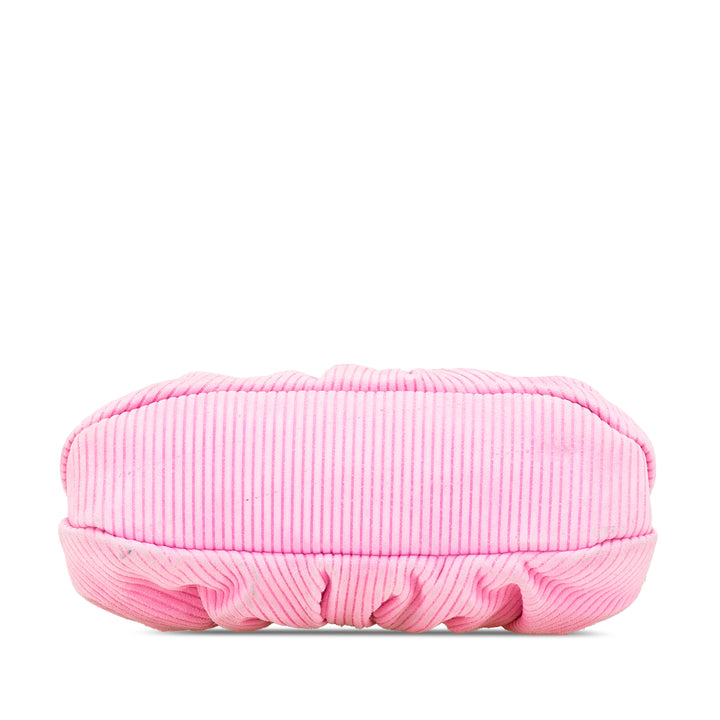 Small Embossed Suede Peekaboo Click Clutch on Chain Pink - Gaby Paris