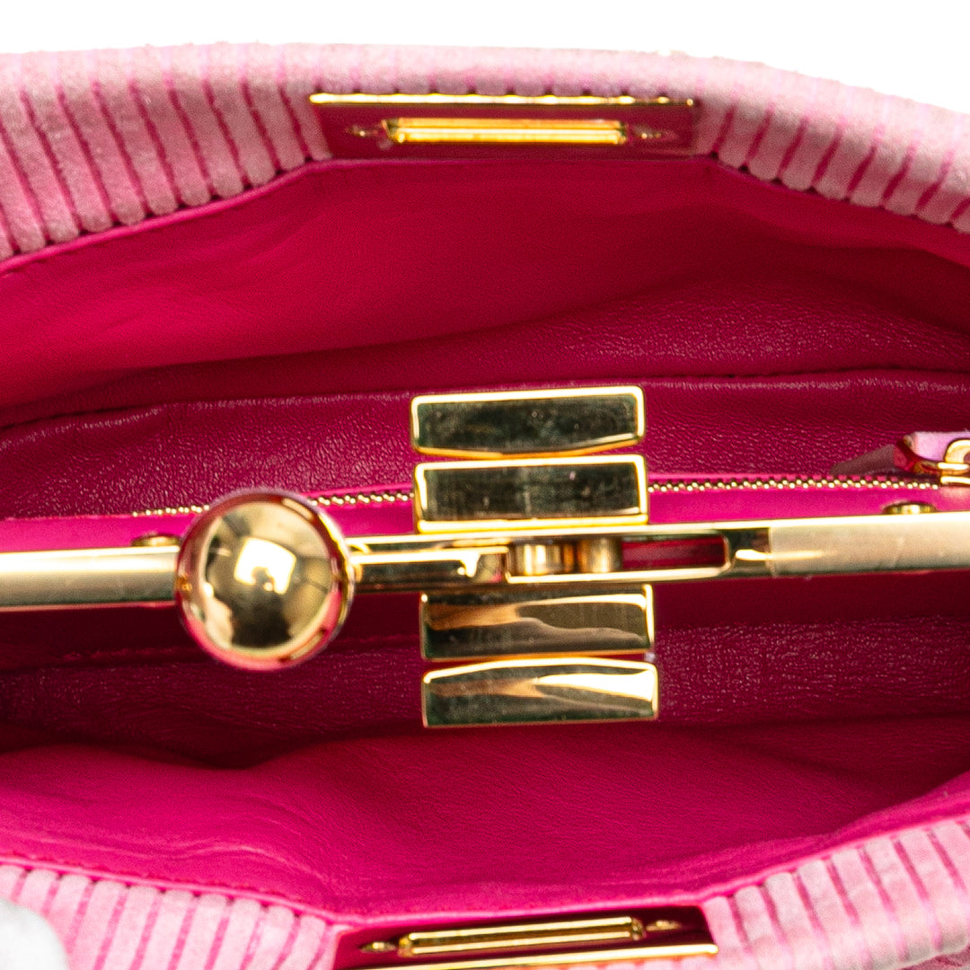 Small Embossed Suede Peekaboo Click Clutch on Chain Pink - Gaby Paris