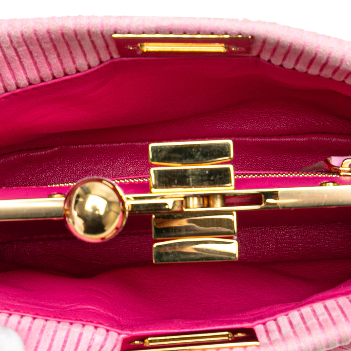 Small Embossed Suede Peekaboo Click Clutch on Chain Pink - Gaby Paris