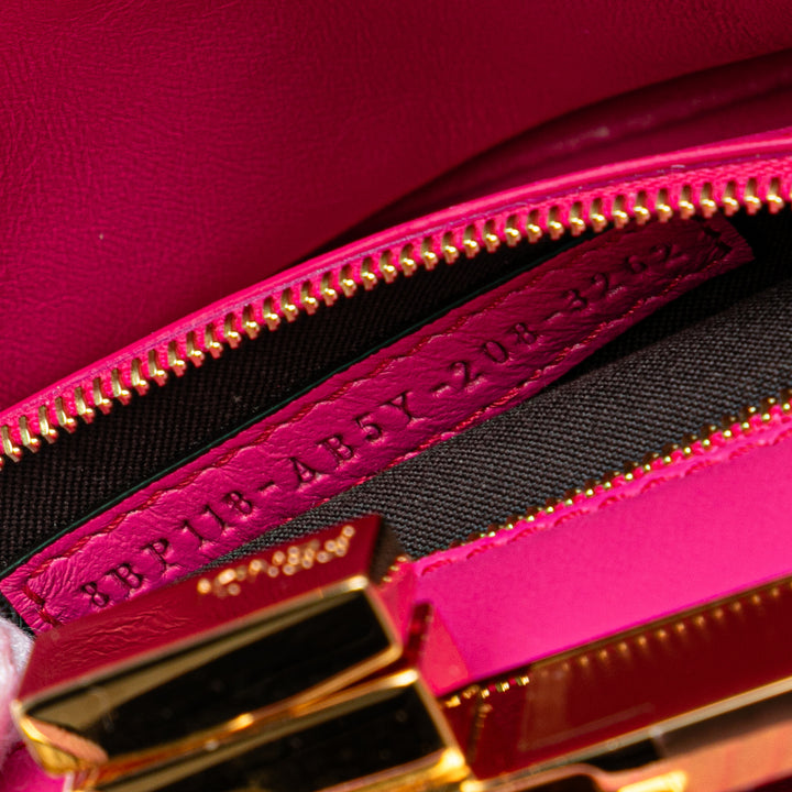 Small Embossed Suede Peekaboo Click Clutch on Chain Pink - Gaby Paris
