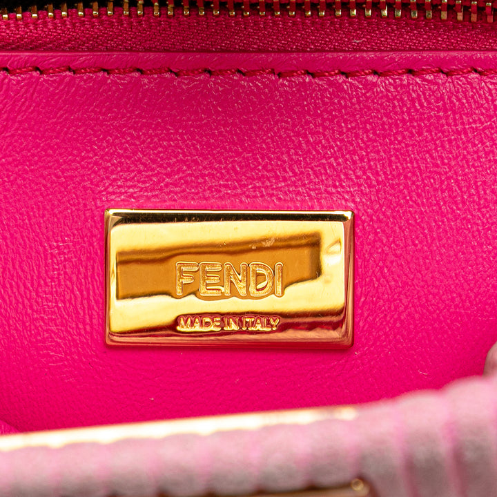 Small Embossed Suede Peekaboo Click Clutch on Chain Pink - Gaby Paris