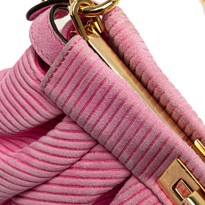 Small Embossed Suede Peekaboo Click Clutch on Chain Pink - Gaby Paris