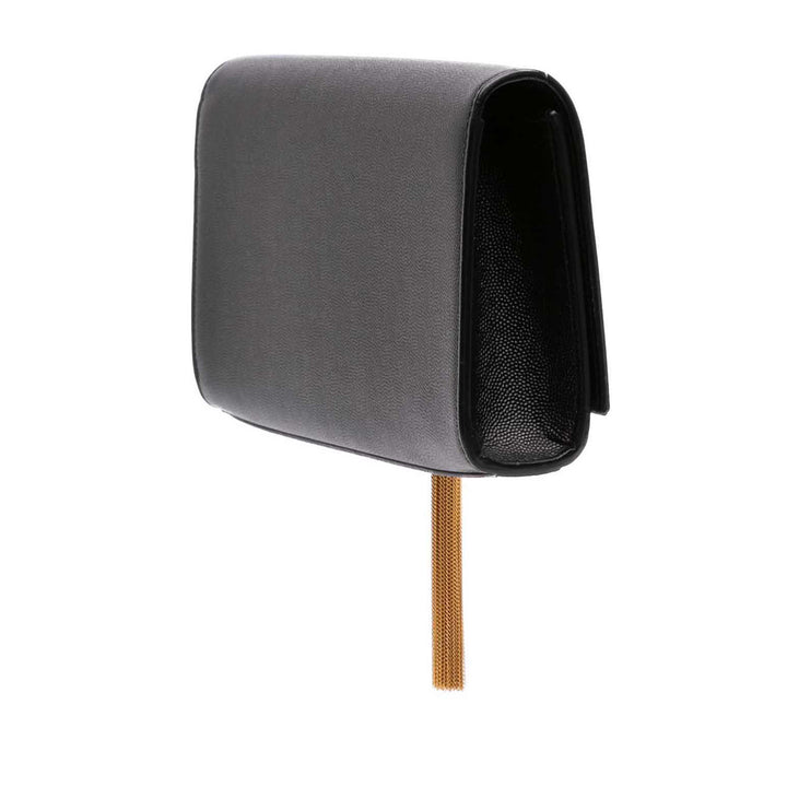 Saint Laurent Grain de Poudre Kate Pompon Pochette Monogram Noir – vue 2 – GABY PARIS