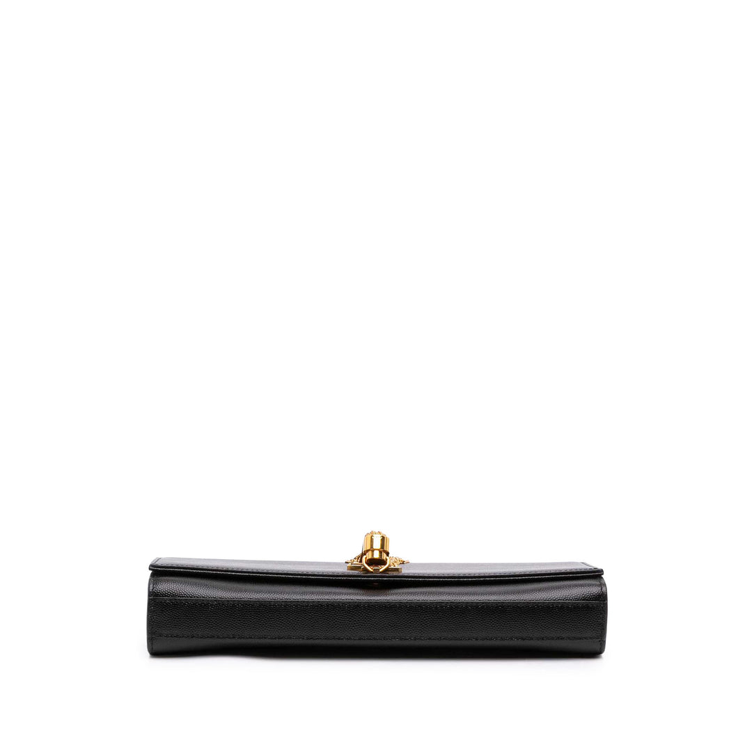 Saint Laurent Grain de Poudre Kate Pompon Pochette Monogram Noir – vue 3 – GABY PARIS
