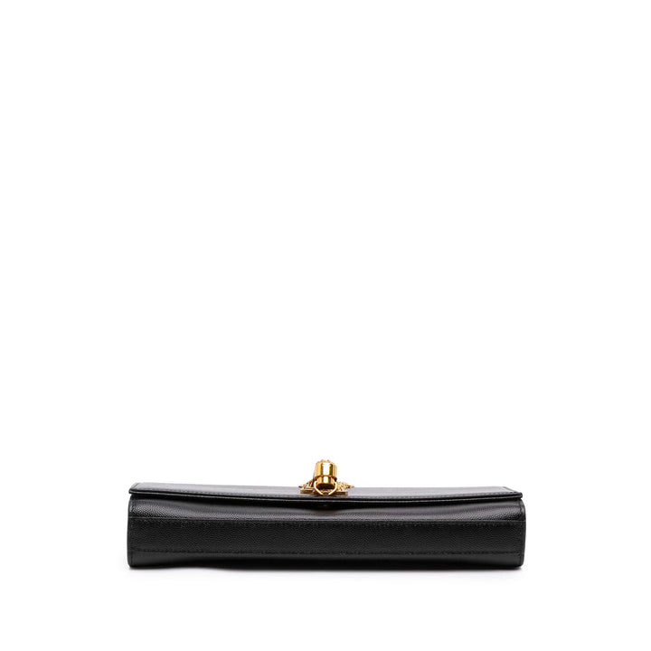 Saint Laurent Grain de Poudre Kate Pompon Pochette Monogram Noir – vue 3 – GABY PARIS