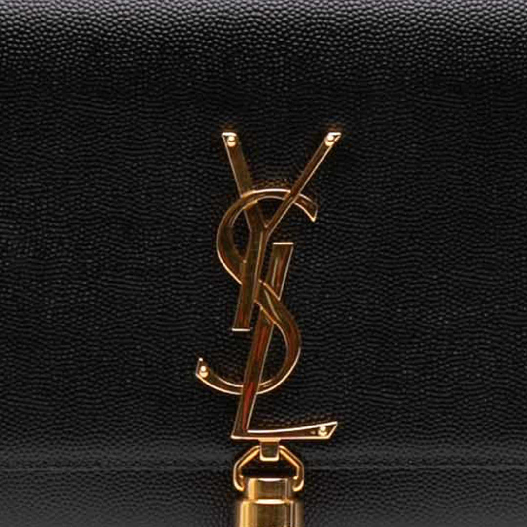 Saint Laurent Grain de Poudre Kate Pompon Pochette Monogram Noir – vue 6 – GABY PARIS