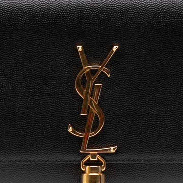 Saint Laurent Grain de Poudre Kate Pompon Pochette Monogram Noir – vue 6 – GABY PARIS