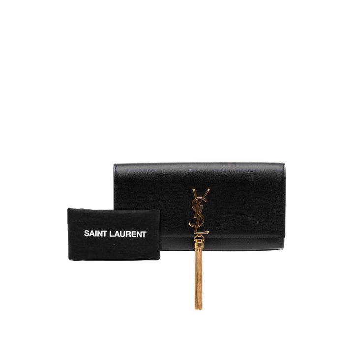Saint Laurent Grain de Poudre Kate Pompon Pochette Monogram Noir – vue 8 – GABY PARIS