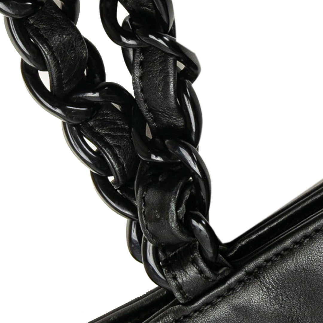 CC Lambskin Chain Tote Black - Gaby Paris