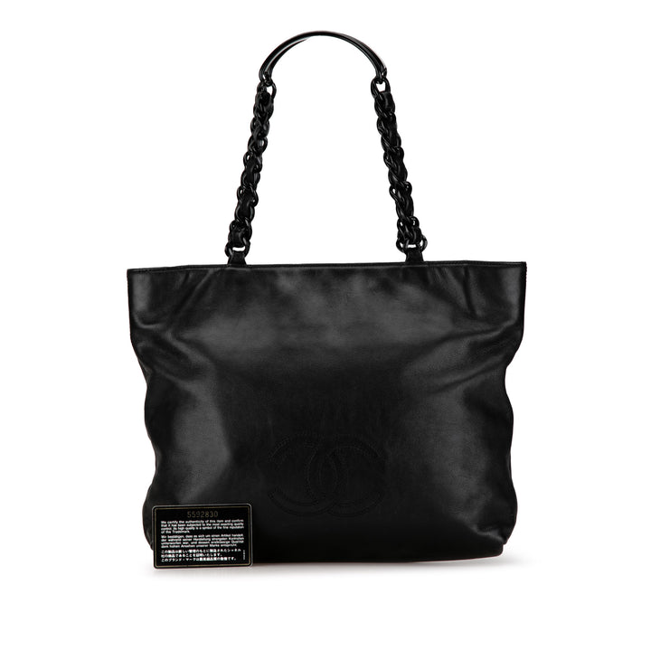 CC Lambskin Chain Tote Black - Gaby Paris