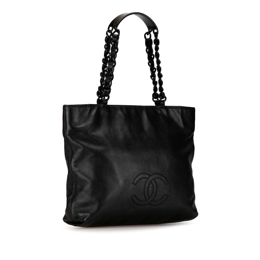 CC Lambskin Chain Tote Black - Gaby Paris