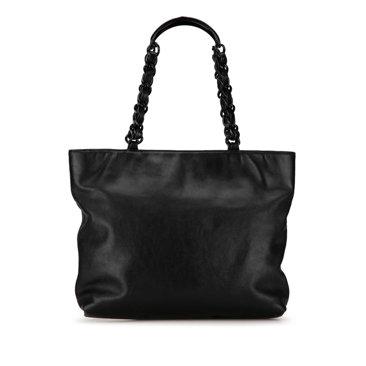 CC Lambskin Chain Tote Black - Gaby Paris