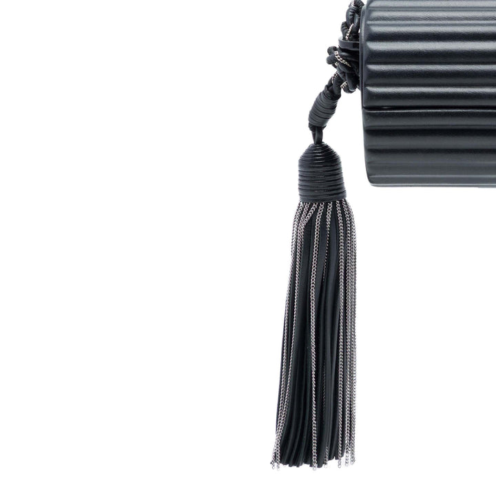 Saint Laurent Ribbed Acrylic Cuir d’agneau Fringe Monogram Monochrome Opium Boîte Sac