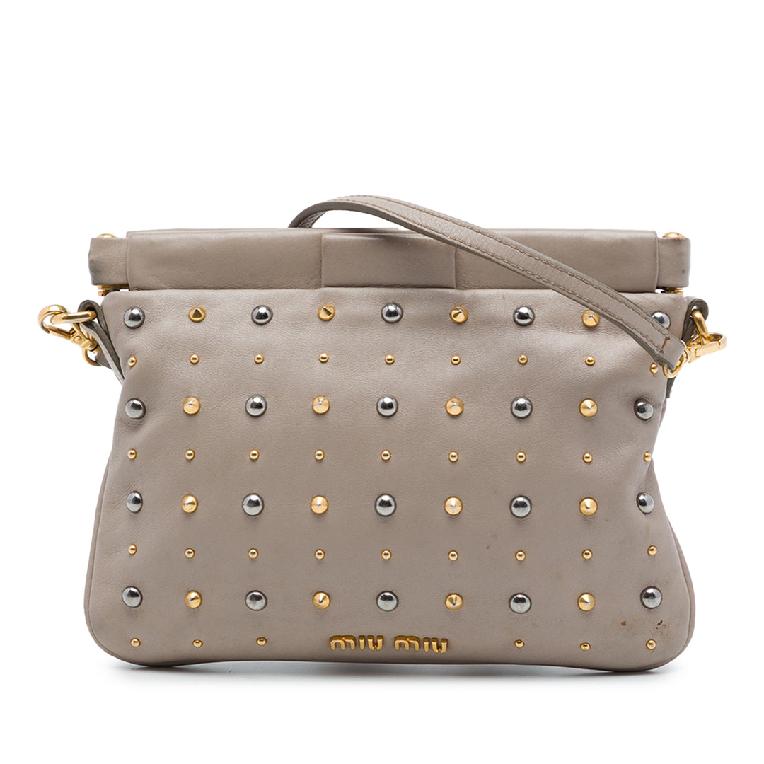 clouté Armature Pochette nappa Gris