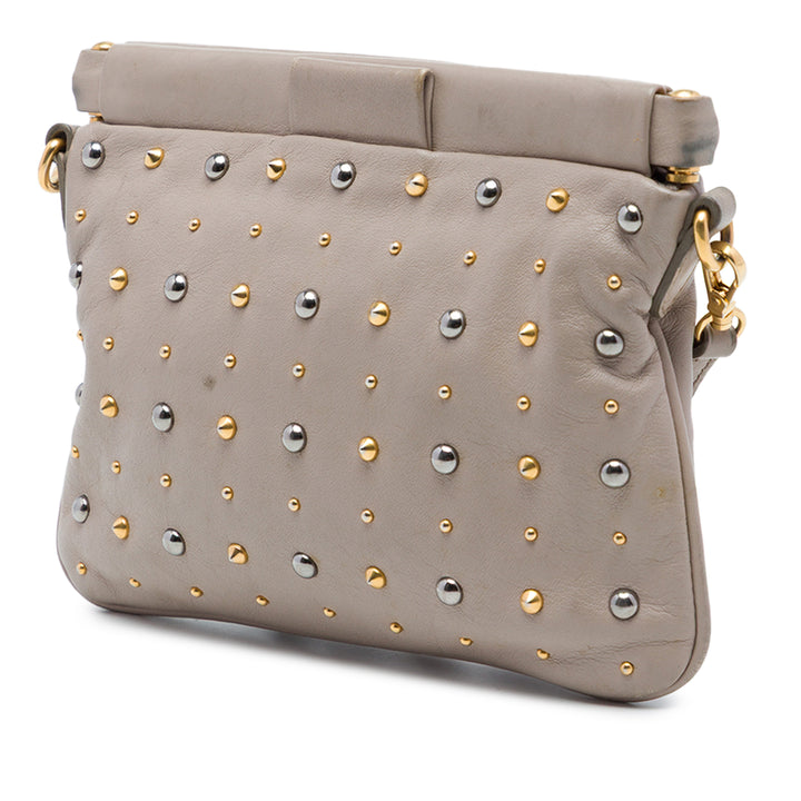 clouté Armature Pochette nappa Gris