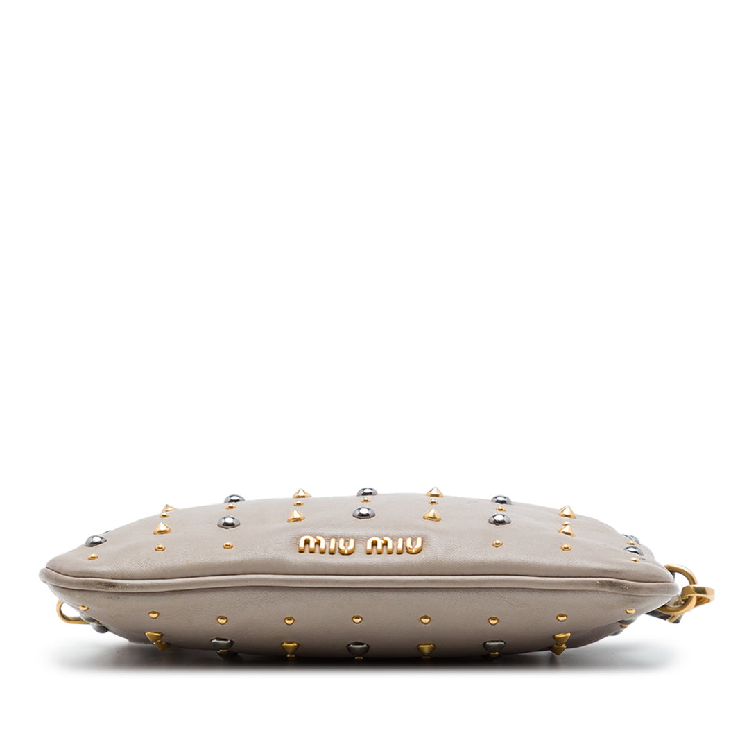 clouté Armature Pochette nappa Gris