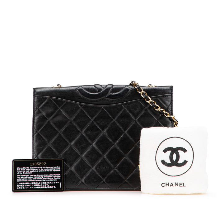 CC Quilted Lambskin Full Flap Black - Gaby Paris