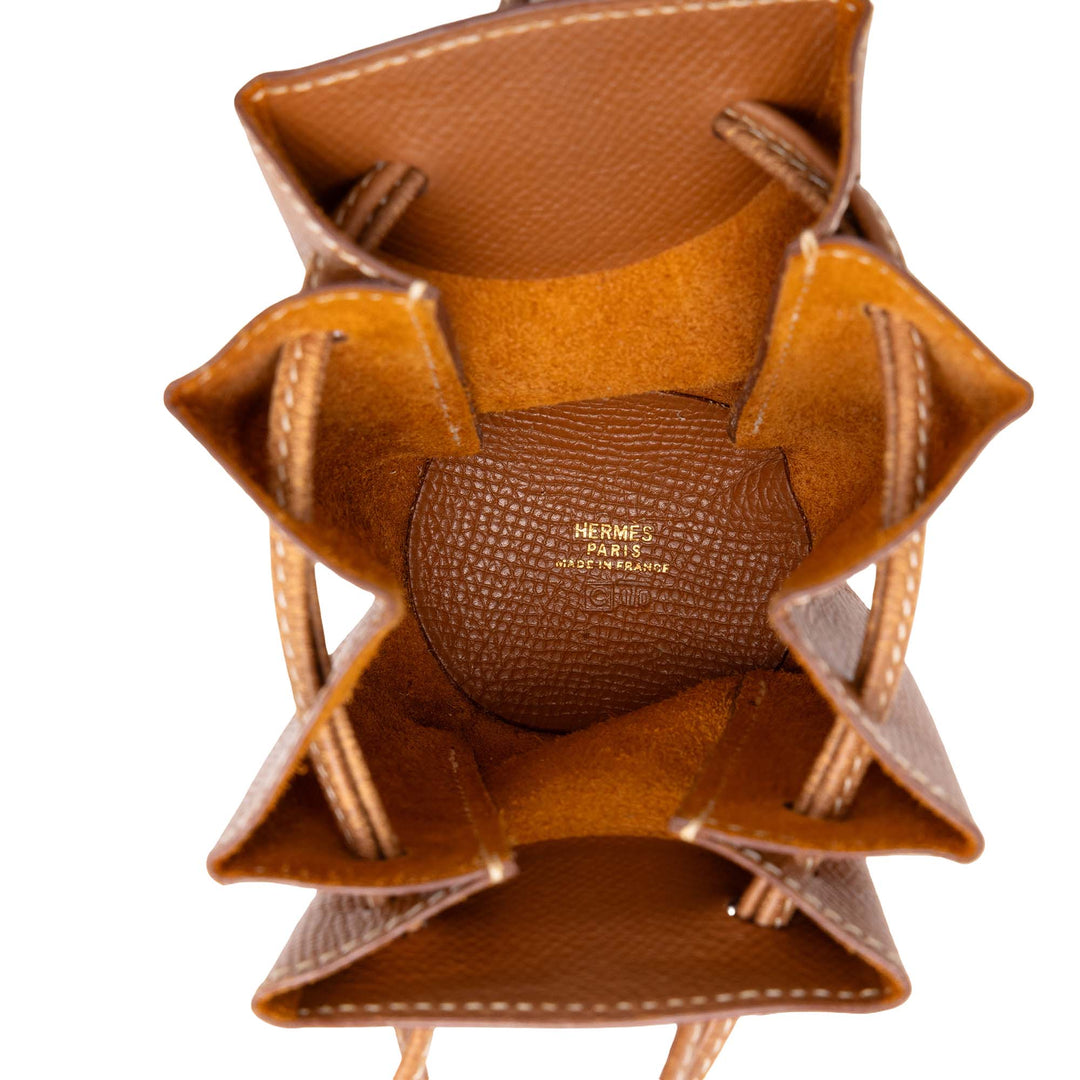 Hermès Pochette Courchevel Vespa Marron – vue 4 – GABY PARIS