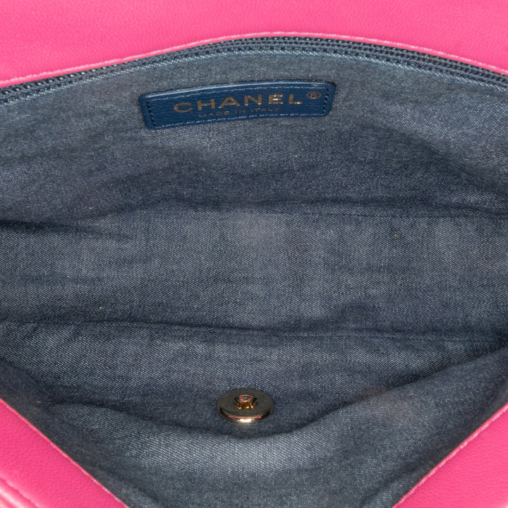 Small Lambskin Elegant Chain Single Flap Pink - Gaby Paris