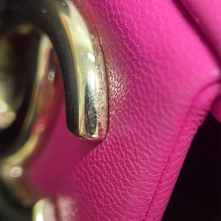 Small Lambskin Elegant Chain Single Flap Pink - Gaby Paris