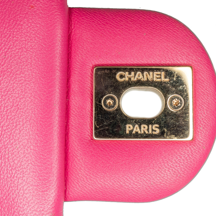 Small Lambskin Elegant Chain Single Flap Pink - Gaby Paris