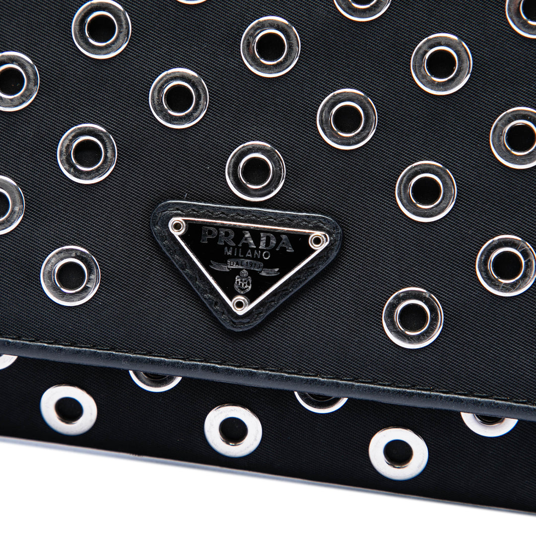 Prada Sac bandoulière Grommet Wallet on Chain Tessuto Noir – vue 5 – GABY PARIS