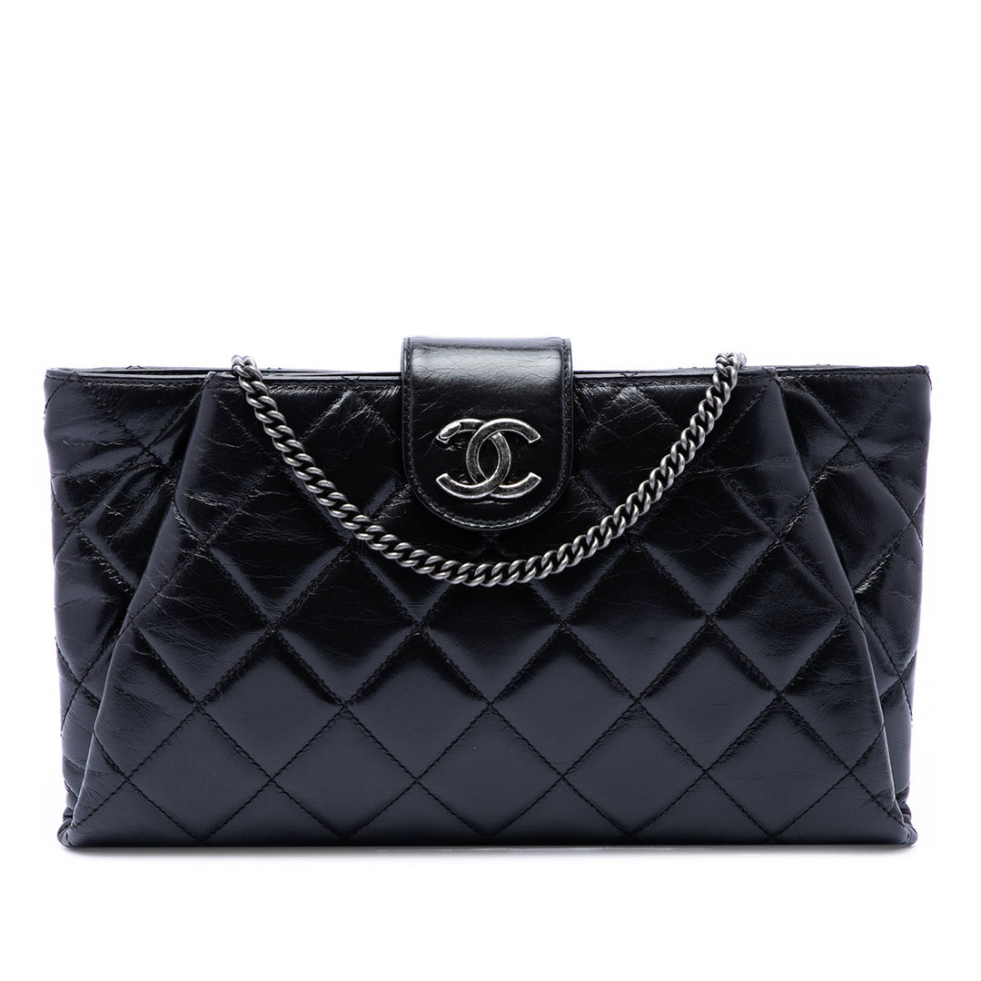 Chanel Matelassé Glacé Coco Pleats Chaîne Pochette Cuir de veau