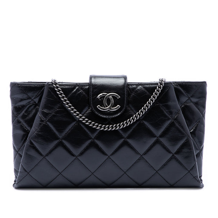 Chanel Matelassé Glacé Coco Pleats Chaîne Pochette Cuir de veau