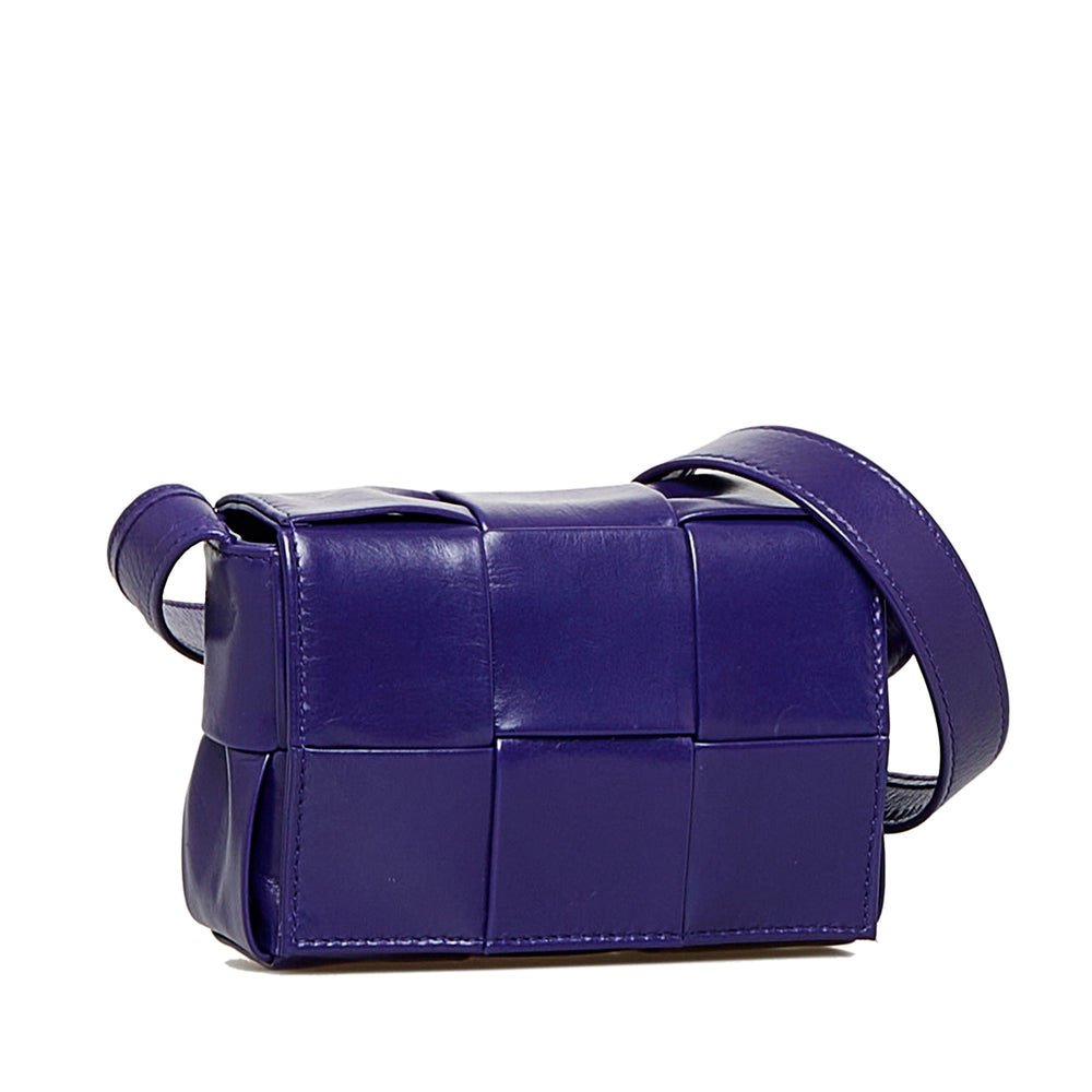 Candy Calfskin Intrecciato Cassette Crossbody Purple - Gaby Paris