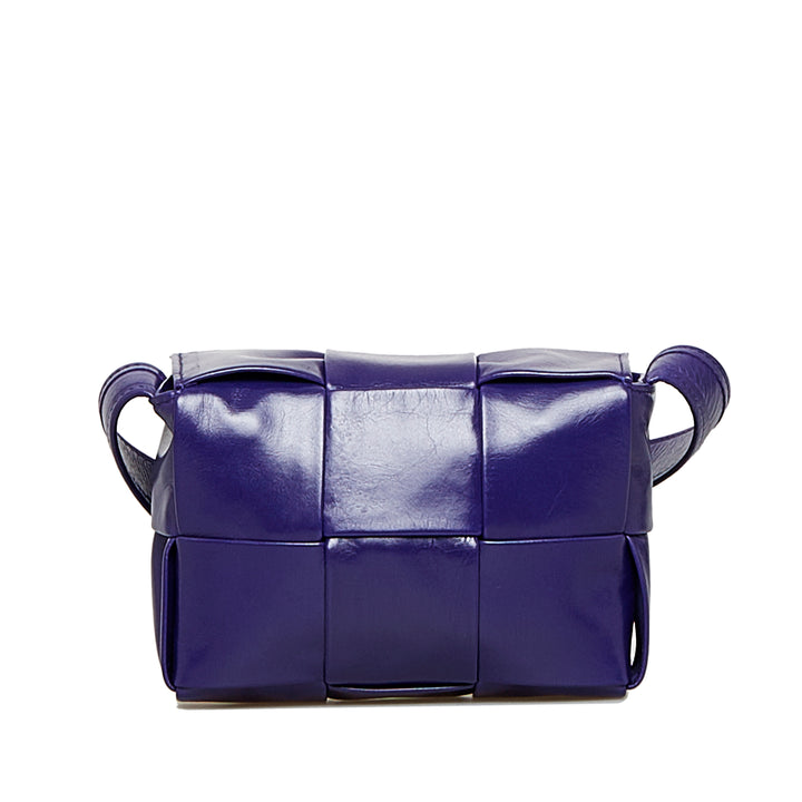 Candy Calfskin Intrecciato Cassette Crossbody Purple - Gaby Paris