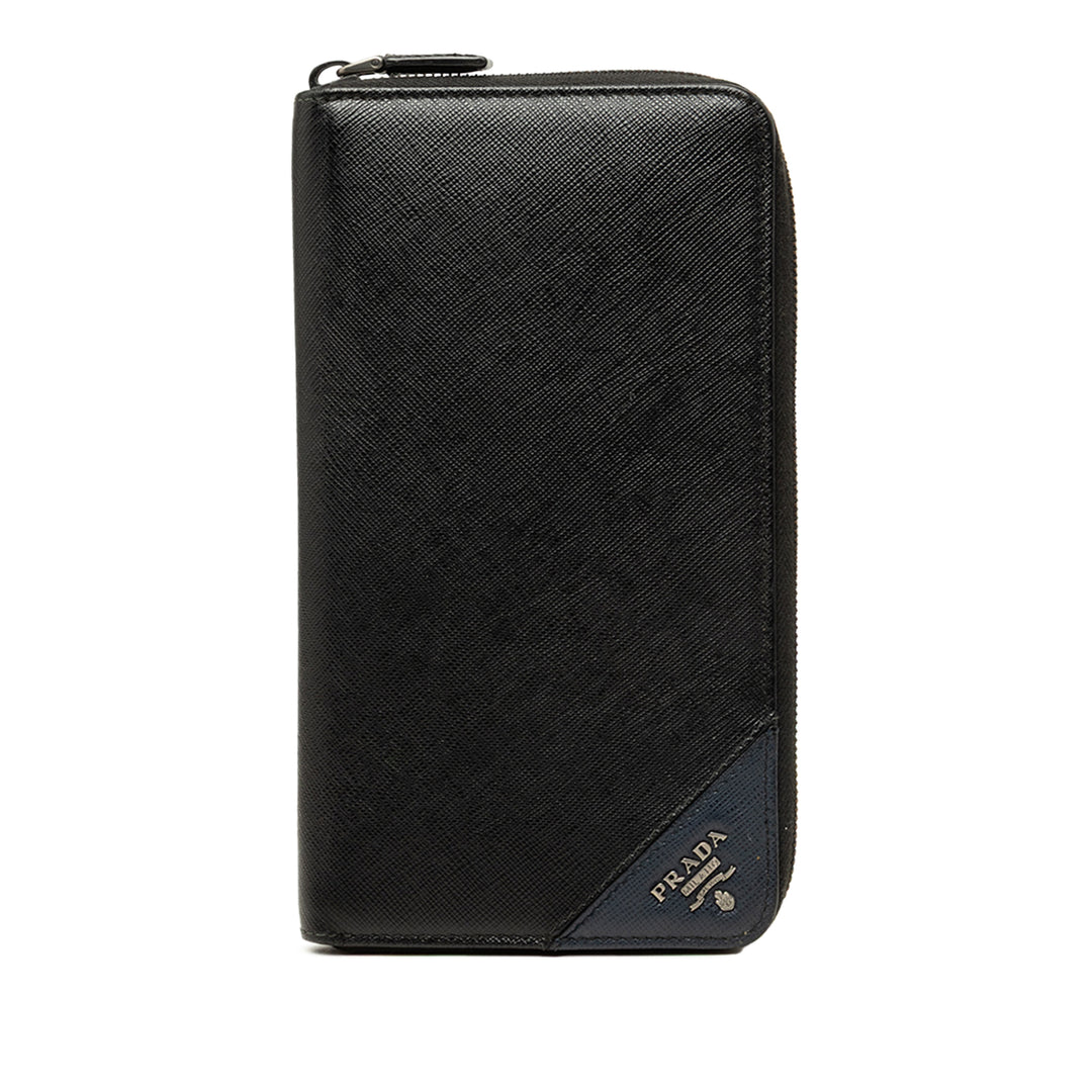 Prada Portefeuille long zippé Saffiano Noir – vue principale – GABY PARIS