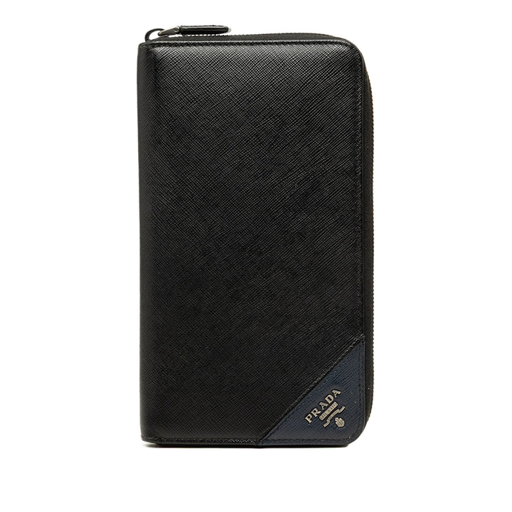 Prada Portefeuille long zippé Saffiano Noir – vue principale – GABY PARIS