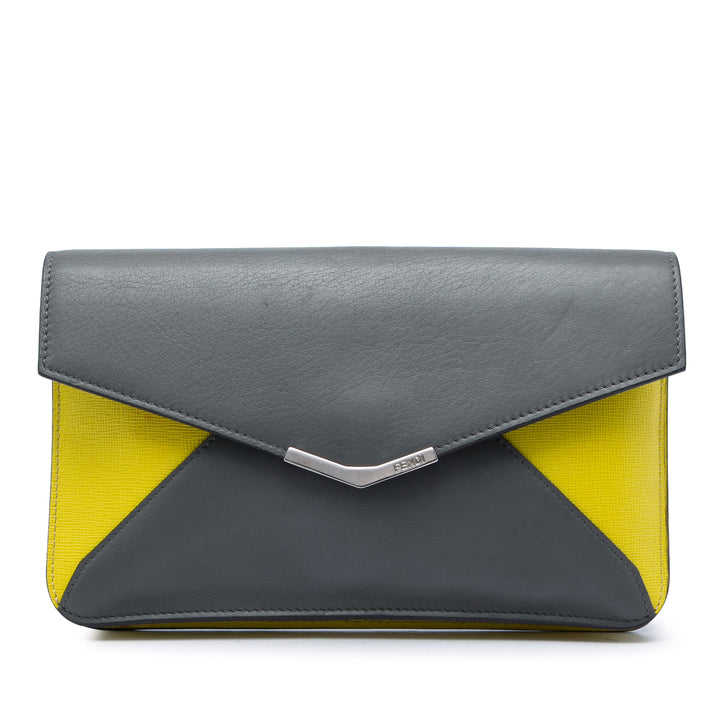 Fendi Bicolore 2Jours Enveloppe Pochette Cuir