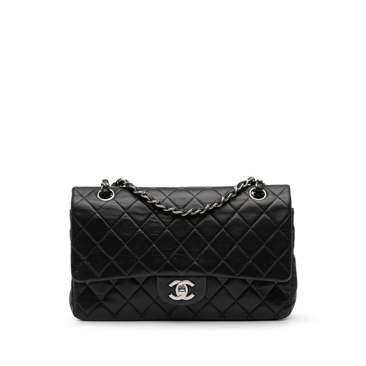 Medium Classic Lambskin Double Flap Black - Gaby Paris