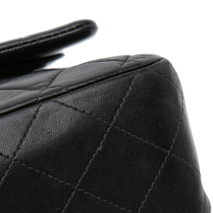 Medium Classic Lambskin Double Flap Black - Gaby Paris