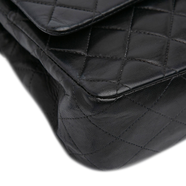 Medium Classic Lambskin Double Flap Black - Gaby Paris