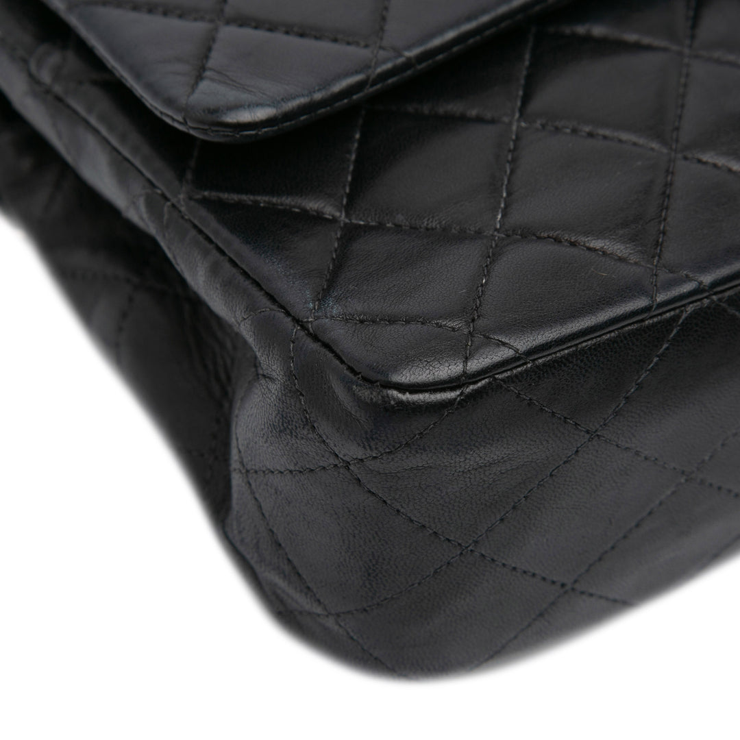 Medium Classic Lambskin Double Flap Black - Gaby Paris