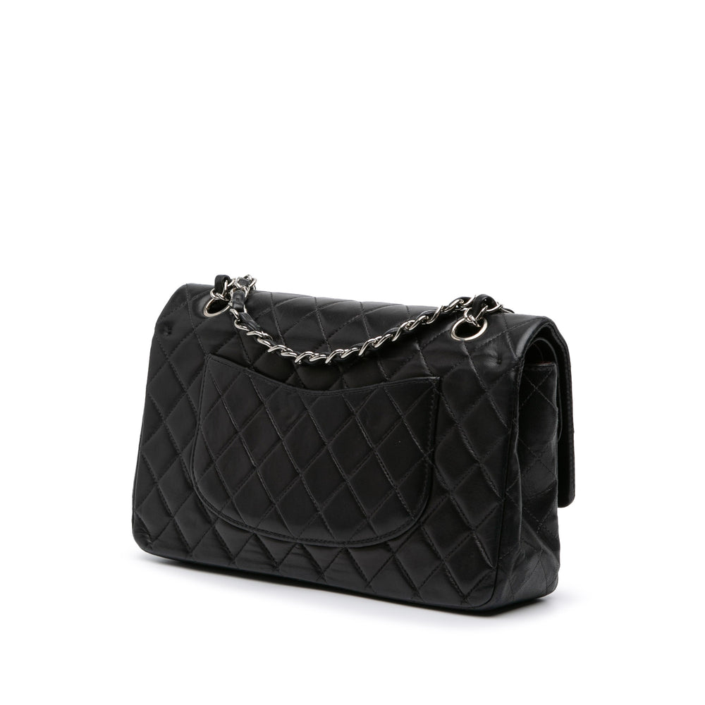 Medium Classic Lambskin Double Flap Black - Gaby Paris