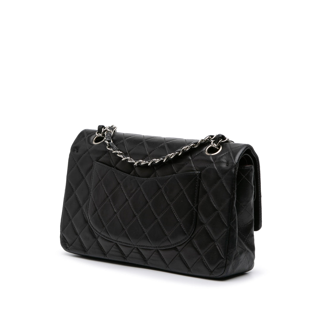 Medium Classic Lambskin Double Flap Black - Gaby Paris