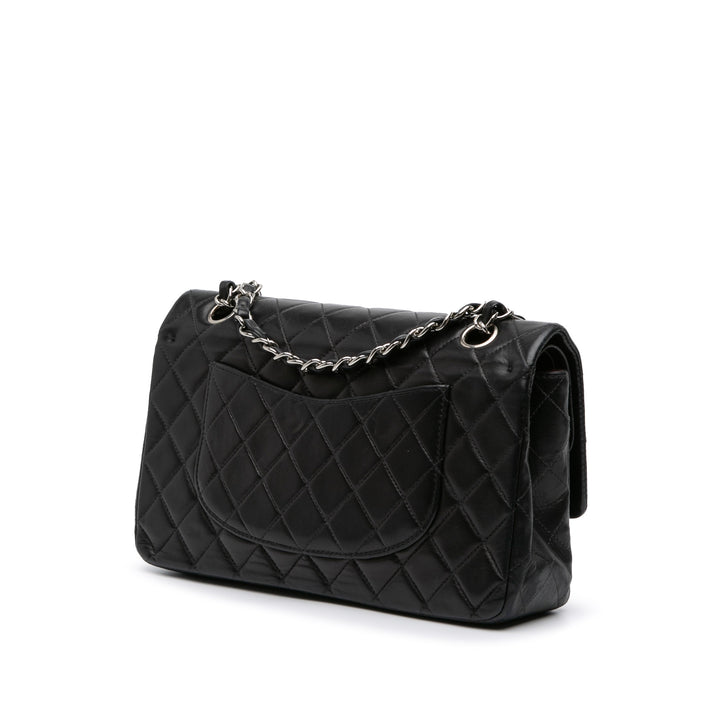 Medium Classic Lambskin Double Flap Black - Gaby Paris