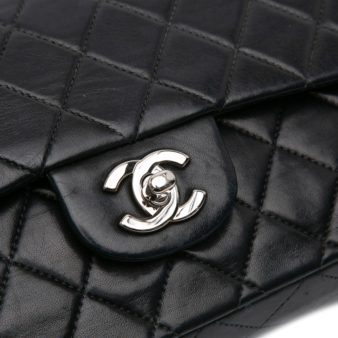 Medium Classic Lambskin Double Flap Black - Gaby Paris