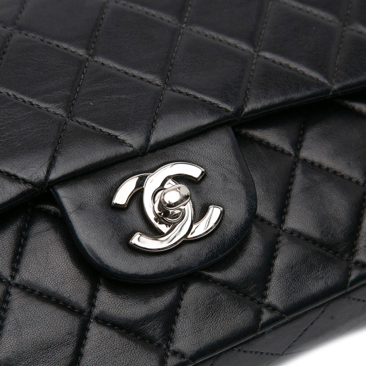 Medium Classic Lambskin Double Flap Black - Gaby Paris