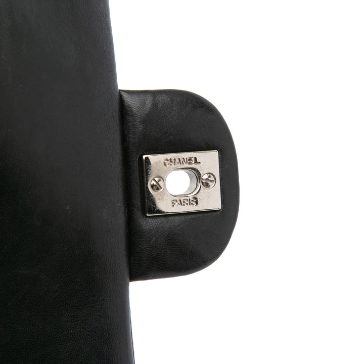 Medium Classic Lambskin Double Flap Black - Gaby Paris