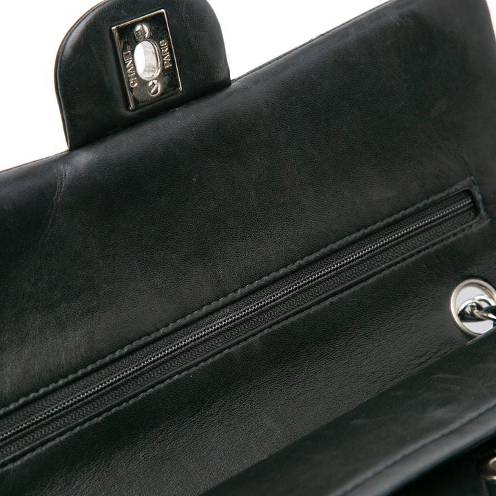 Medium Classic Lambskin Double Flap Black - Gaby Paris
