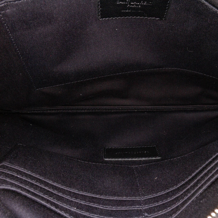 Croc Embossed Leather Clutch Black - Gaby Paris