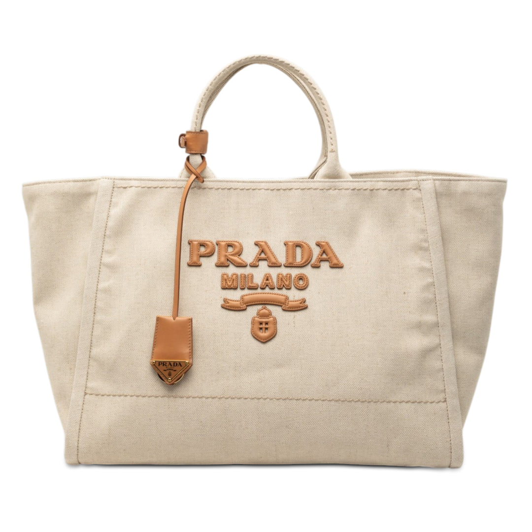 Prada Large Lin et Vitello Logo Cabas