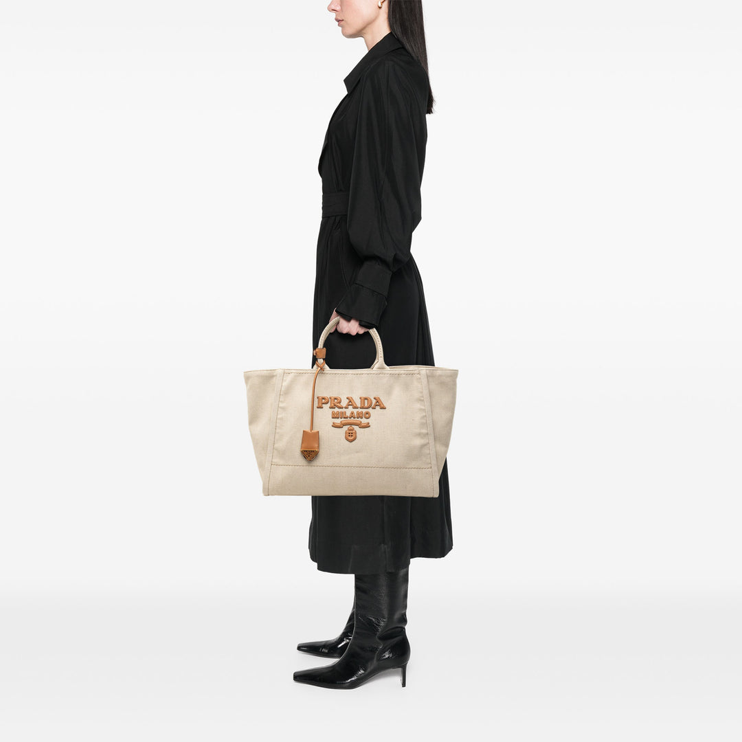 Prada Large Lin et Vitello Logo Cabas